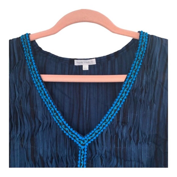 Poupette St Barth Blue Long Sleeve Mini Dress Size Large - Picture 6 of 8